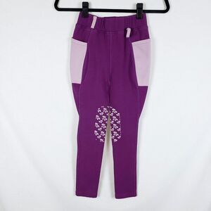 Belle & Bow Equestrian Purple Leggings Breeches Girls 12 Fleece-Lined Pockets